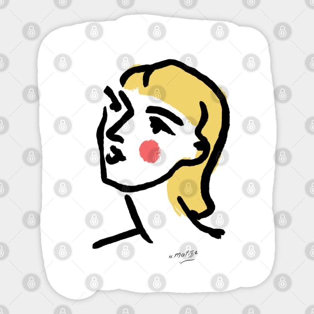 Minimalist Expressionist Woman Portrait Illustration Sticker by denizko